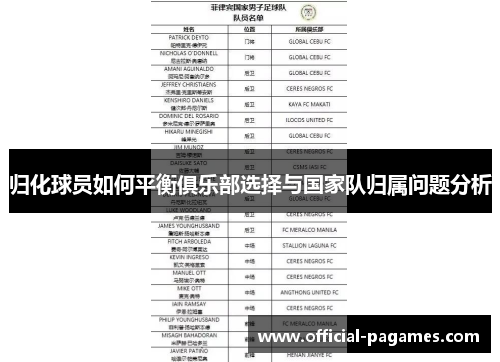 归化球员如何平衡俱乐部选择与国家队归属问题分析 归化球员如何平衡俱乐部选择与国家队归属问题分析